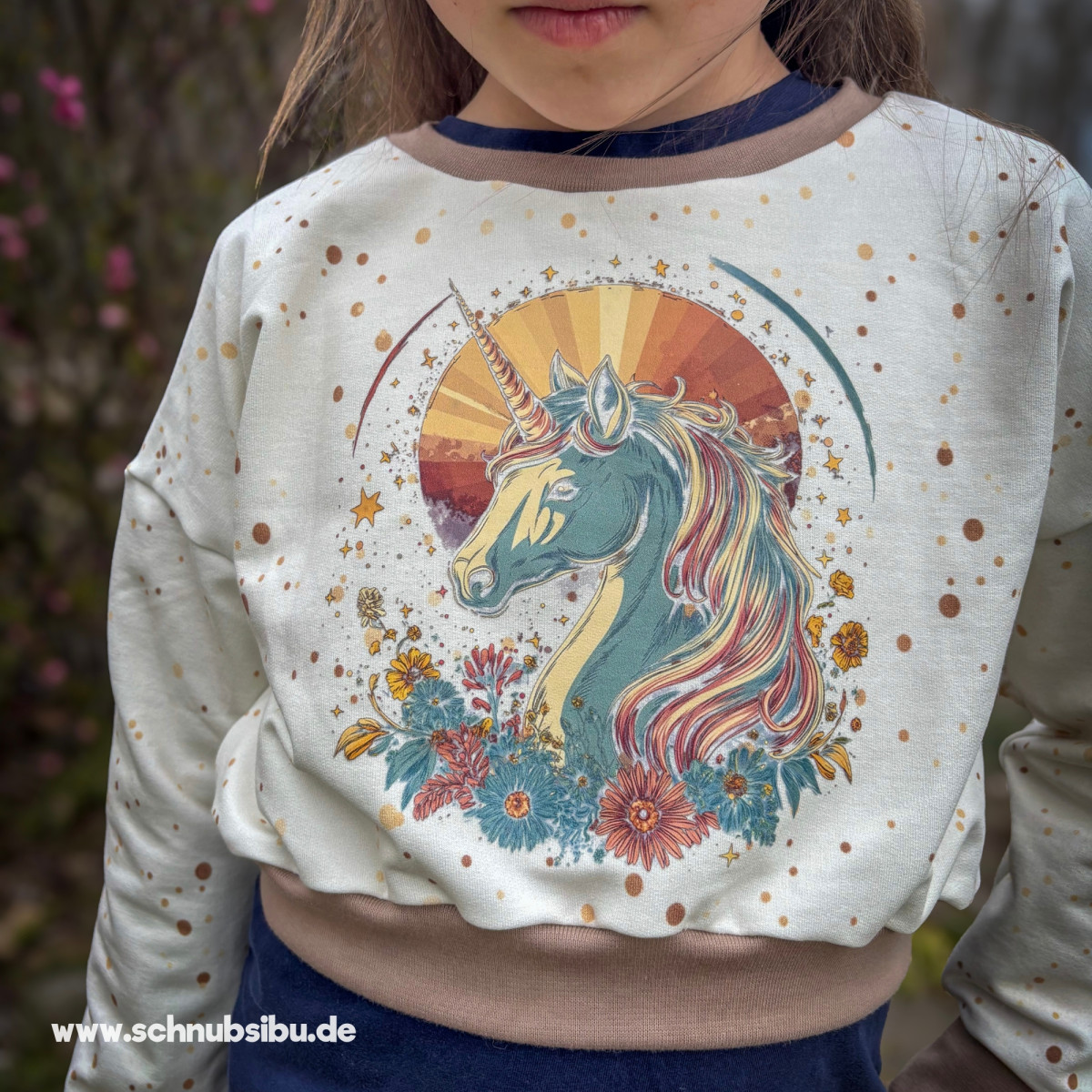 Bügelbild Blumen-Einhorn